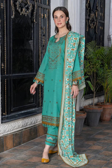 3PC Embroidered stitched Khaddar Suit KKHE-2919 - Embroidered - KHAS STORES US -